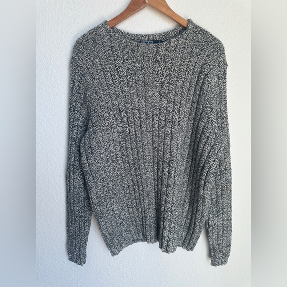 Vintage Polo Ralph Lauren Cable Knit Sweater Salt & pepper‎ Heavyweight Large